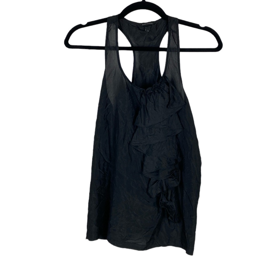 Club Monaco black silk ruffle tank